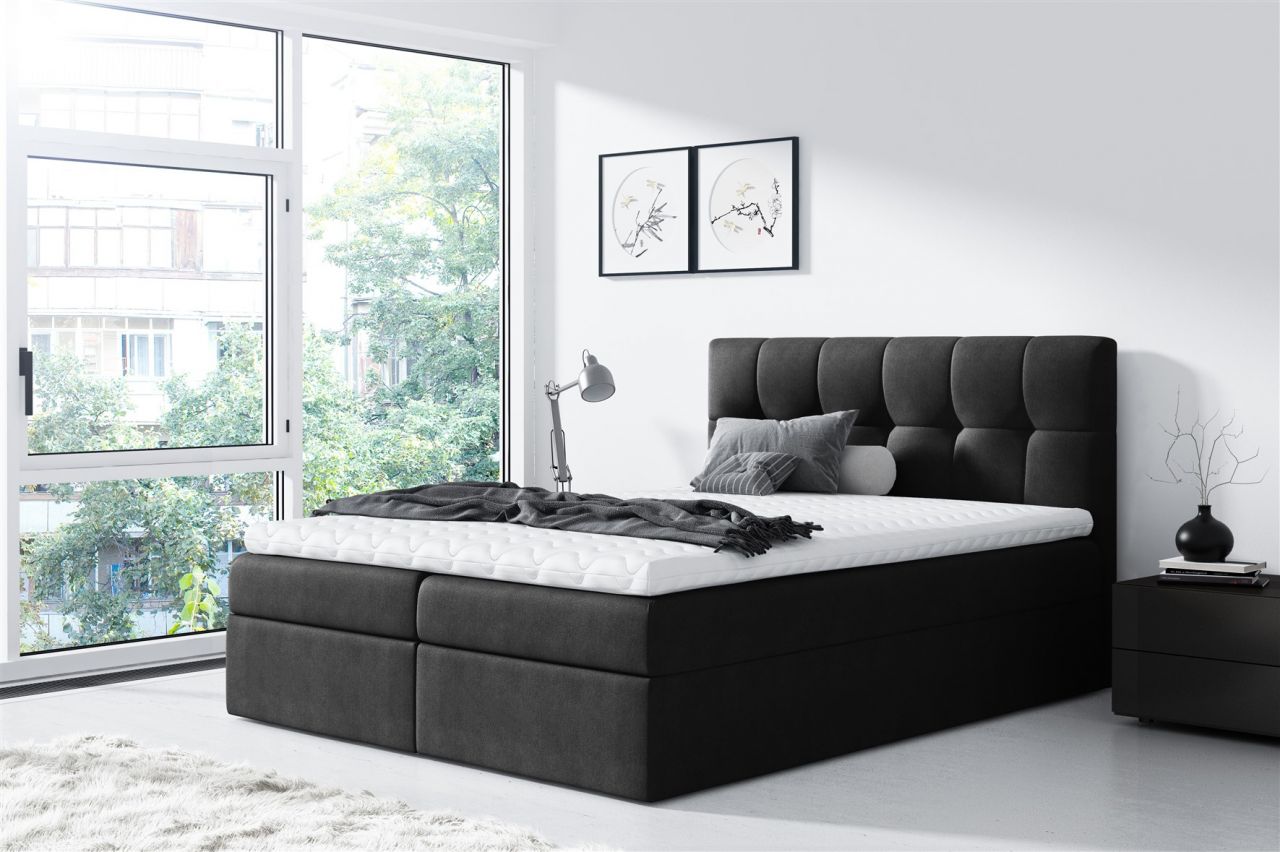 Boxspringbett Schlafzimmerbett CARMEN 120x200cm Schwarz