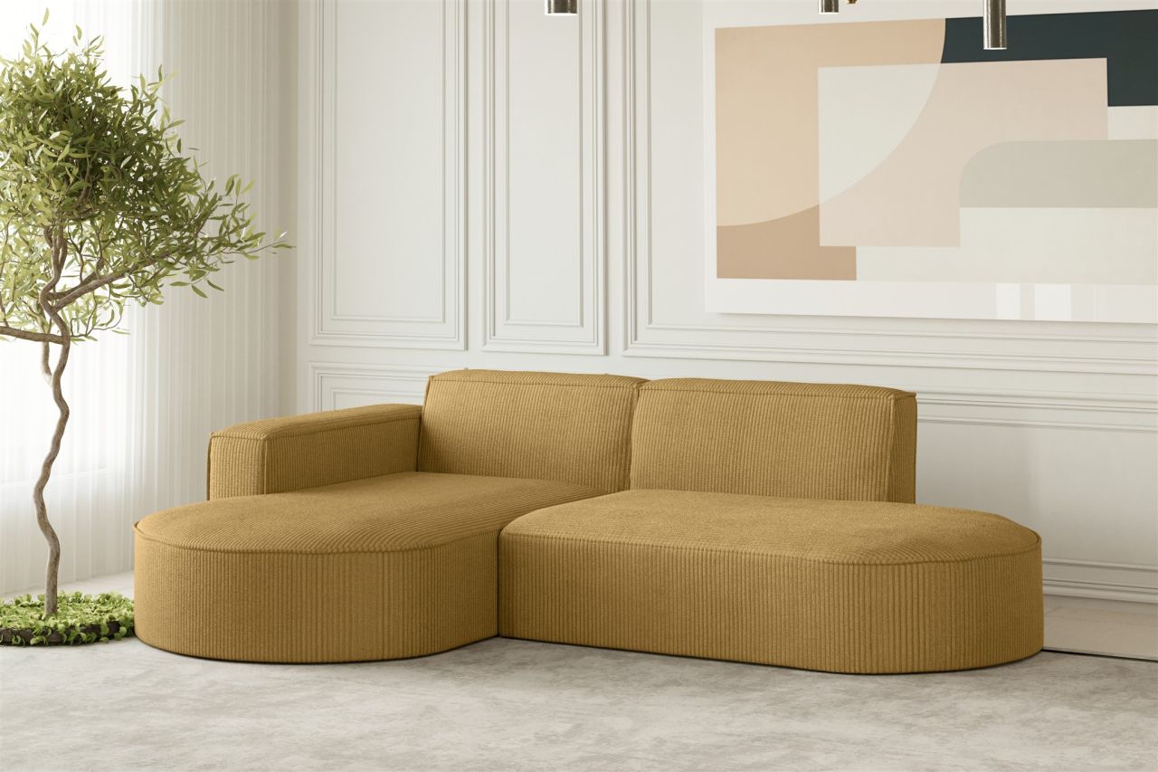 Ecksofa ersofa PALMA XS in Stoff Scala Senfgelb Ottomane Links