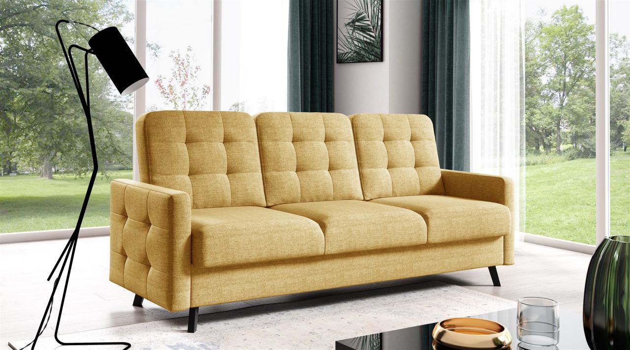 Sofa 3-Sitzer Schlafsofa ersofa GARNET Stoff Luis Honiggelb