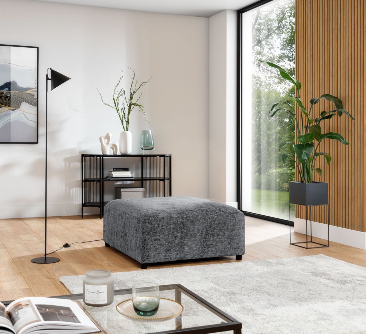 Polsterhocker erhocker ROMY in Stoff Enjoy Me Grau