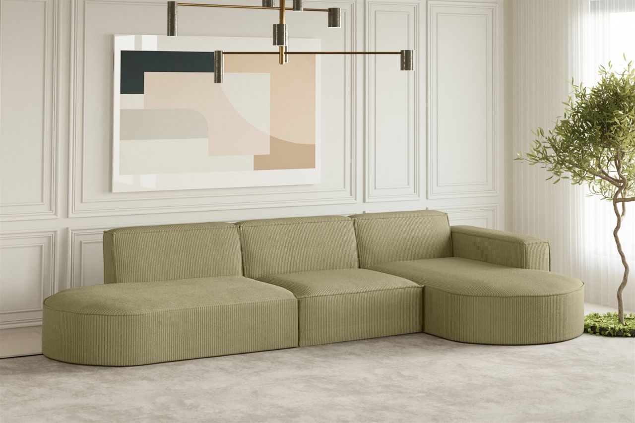 Ecksofa ersofa PALMA in Stoff Scala Kiwi Ottomane Rechts