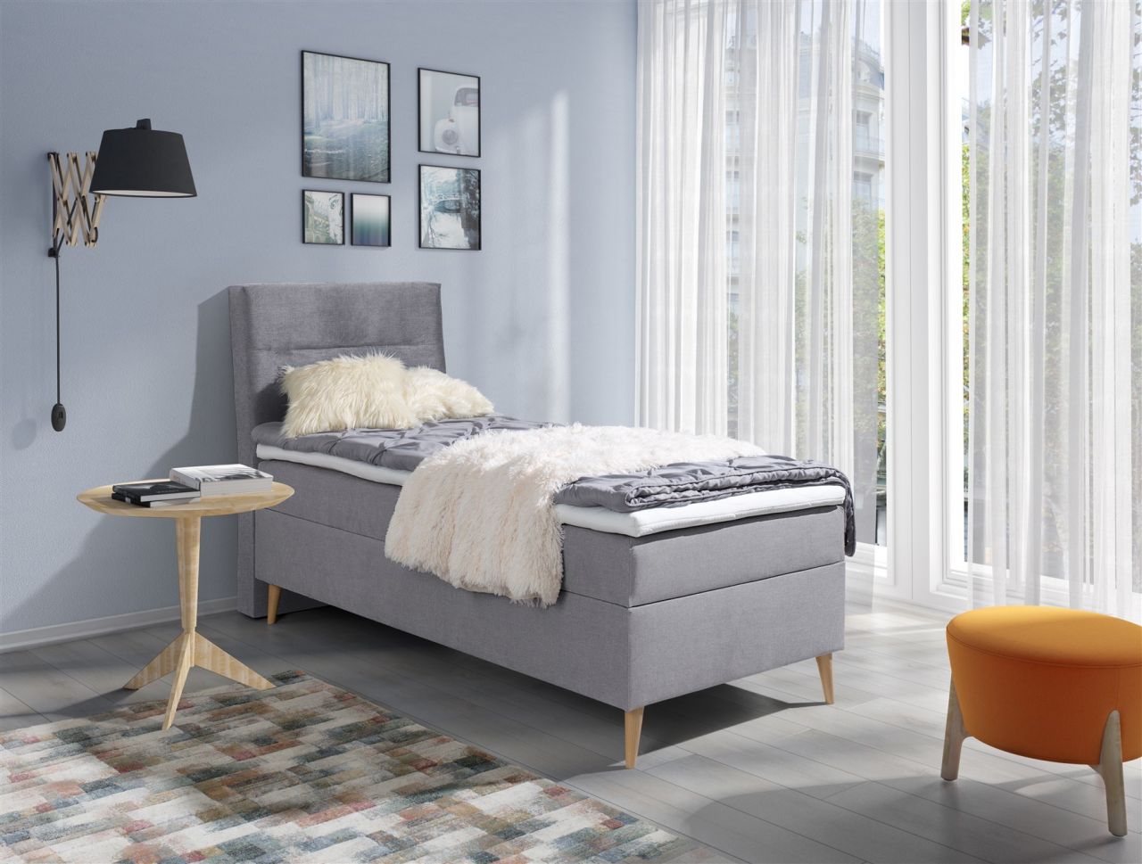 Boxspringbett Schlafzimmerbett TIAGO 90x200cm inkl.Bettkasten