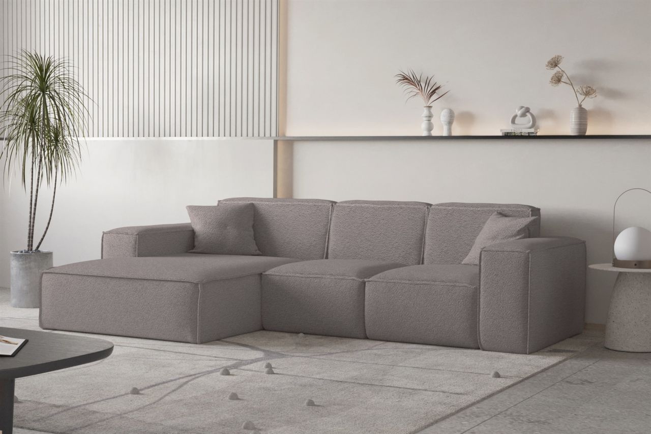 Ecksofa ersofa CELES PREMIUM Stoff Ascot Bukla Taupe Ottomane Links