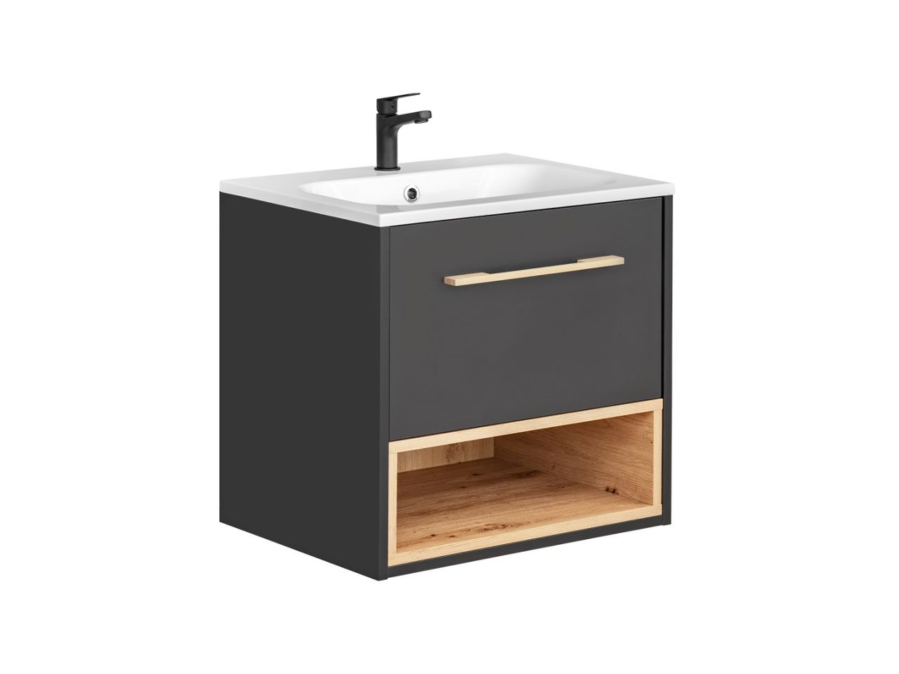 Waschbeckenunterschrank BURBON Graphit inkl.Waschtisch 60 cm