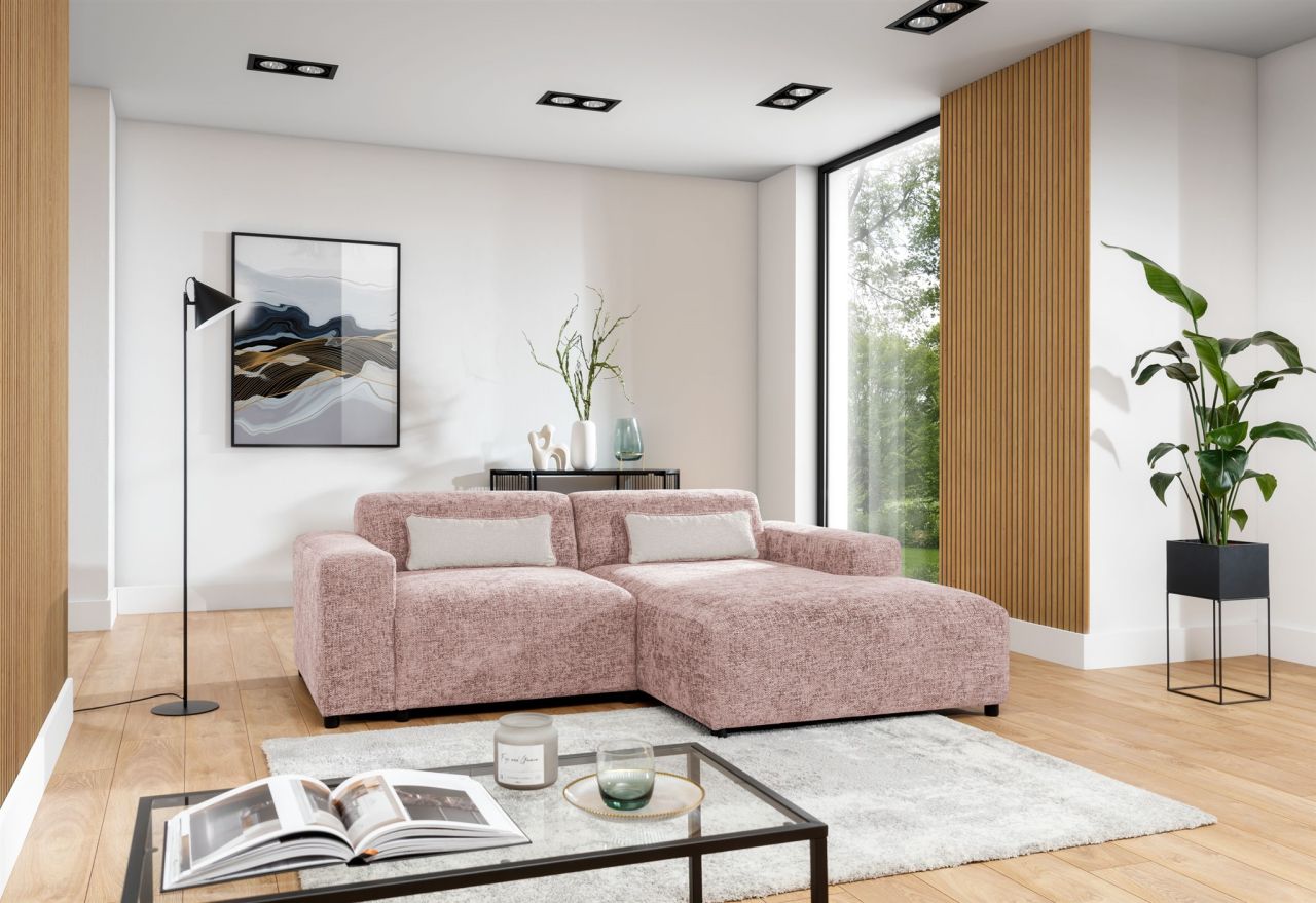 Ecksofa ersofa ROMY XS in Stoff Enjoy Me Rosa Ottomane Rechts