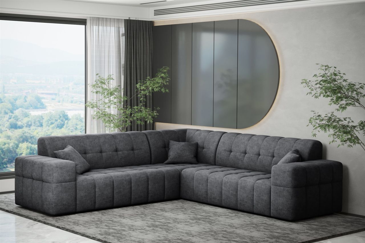 Ecksofa ersofa NANCY in Stoff Perfekt Harmony Anthrazit Seite Universal