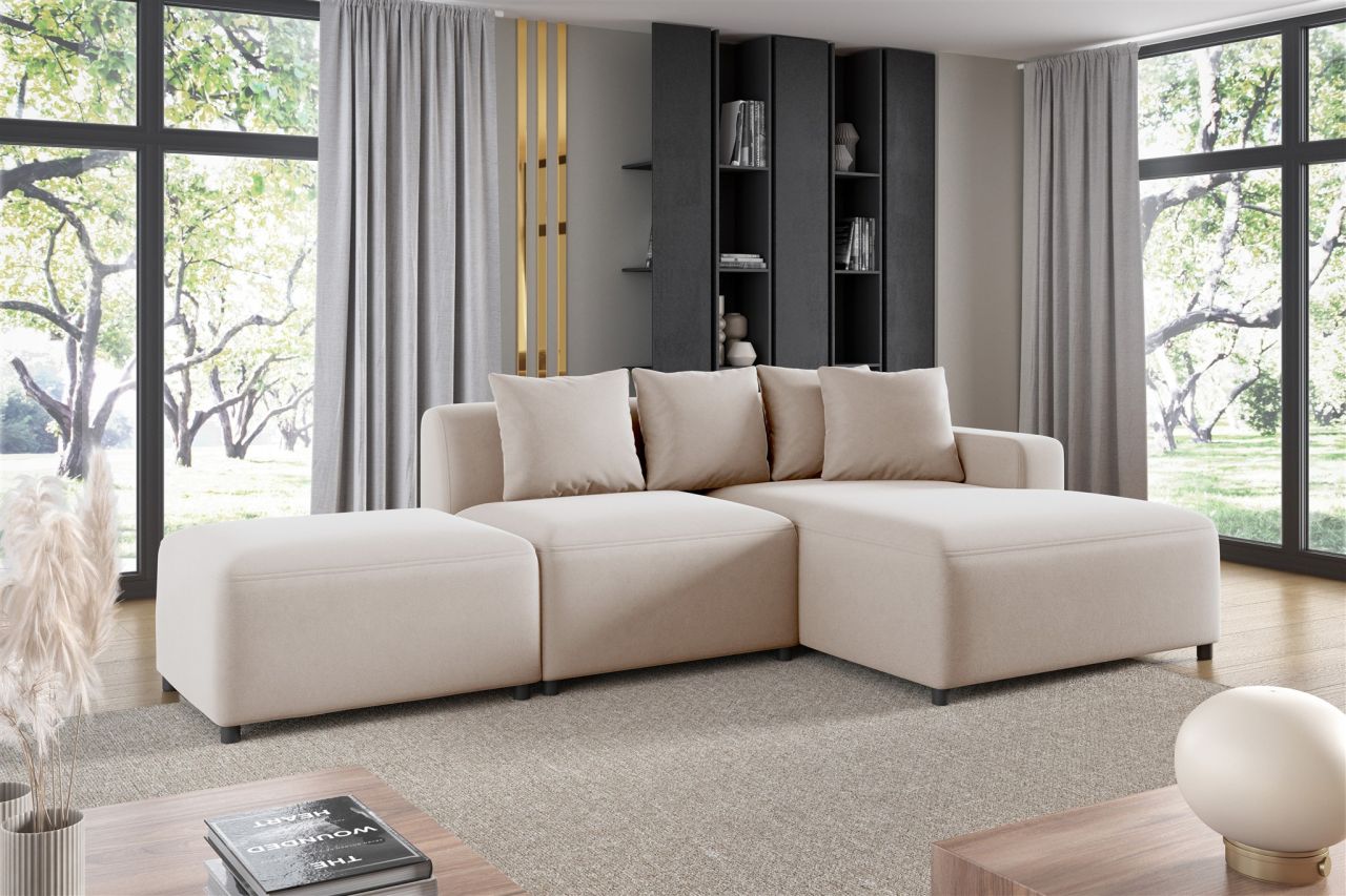 Ecksofa ersofa MEGAN XS inkl. Hocker Stoff Salvador Hellbeige Ottomane ...