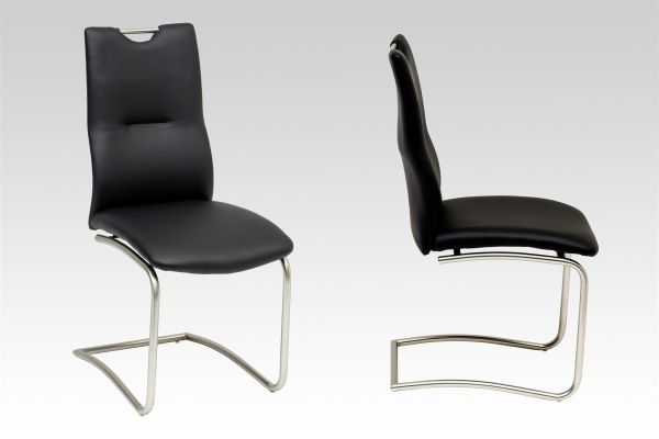 Esszimmerstühle Stühle Freischwinger 4er Set MAURI Kunstleder Schwarz