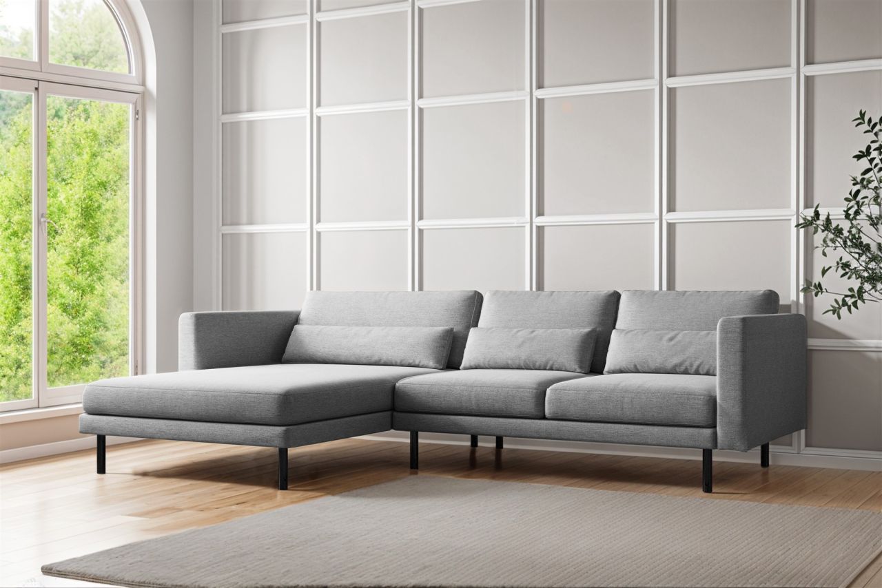 Ecksofa ersofa AGADA in Stoff Verita Hellgrau Ottomane Links