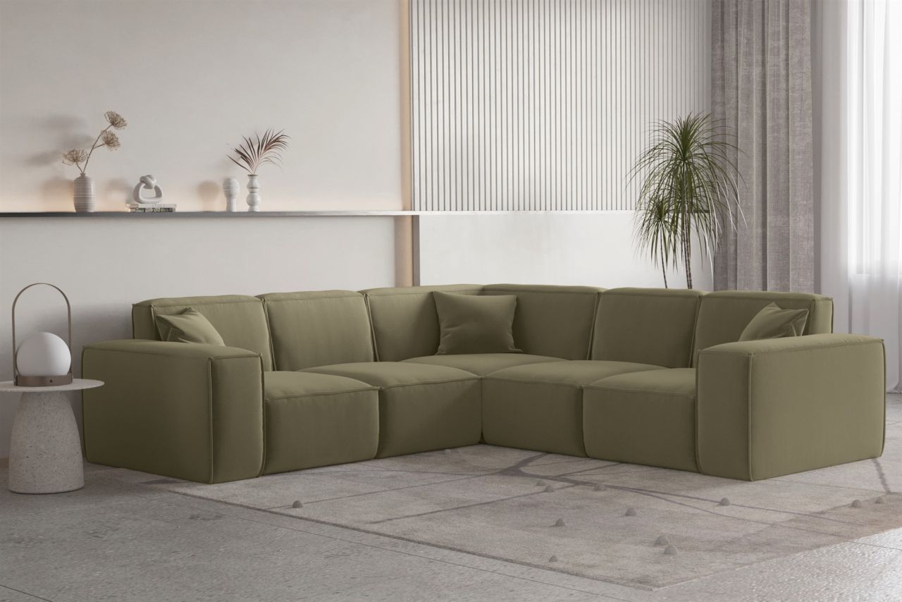 Ecksofa ersofa CELES PREMIUM Stoff Opera Velvet Olivgrün Seite Universal
