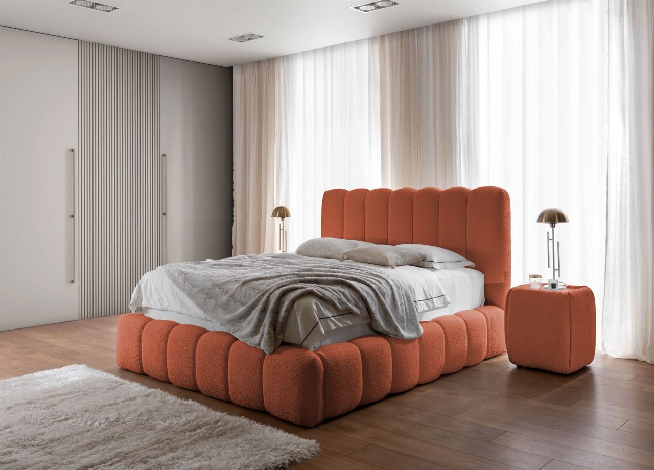 Polsterbett Doppelbett Set.4 CARSON 200x200cm Stoff Catch Me Rostbraun