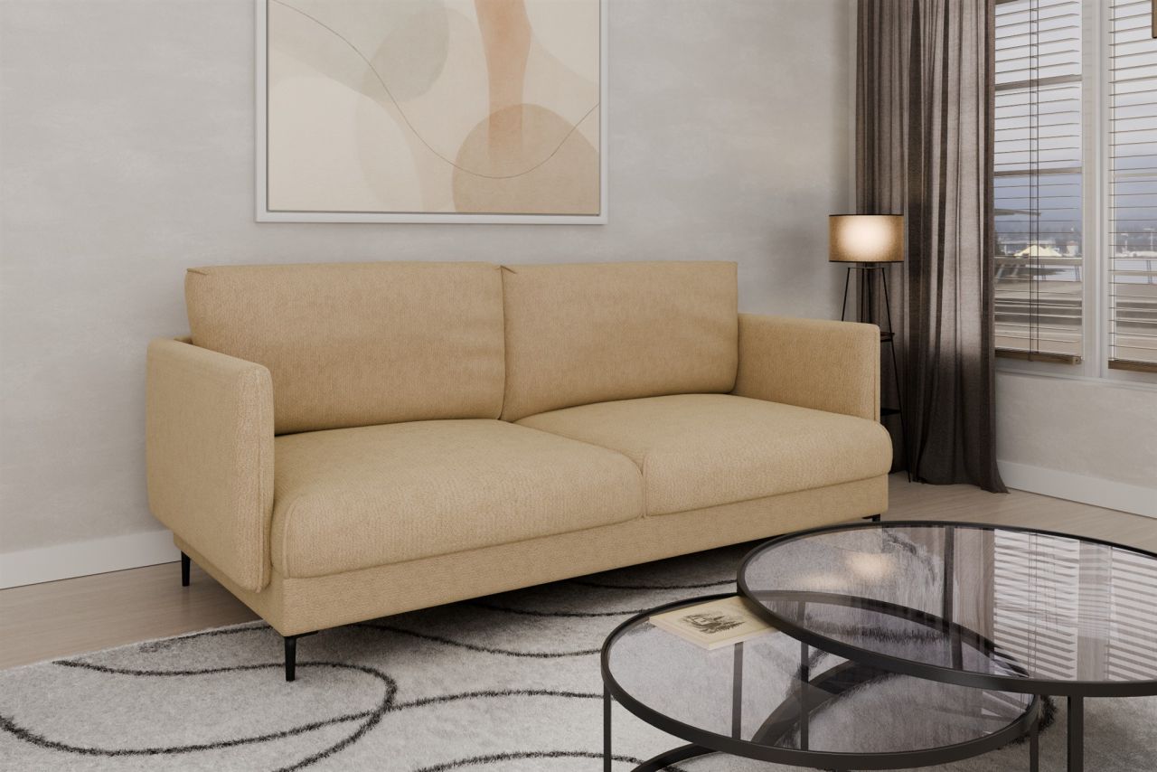 Fun Moebel Beige Sofa Designersofa Helmer 3-Sitzer Stoff Vibe