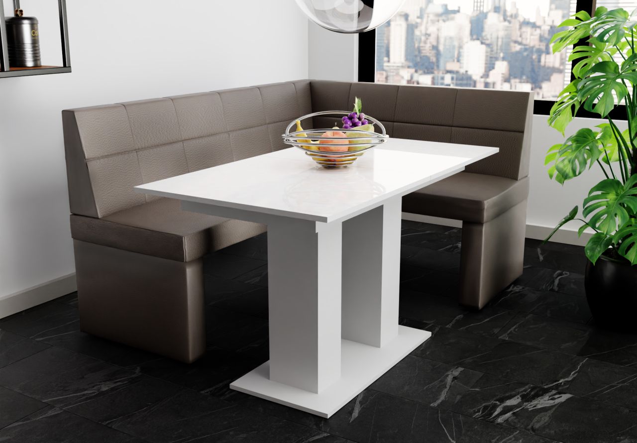 Eckbankgruppe 196x142 cm BLAKE XL L Kunstleder Dunkelbraun / Esstisch DANTE W...