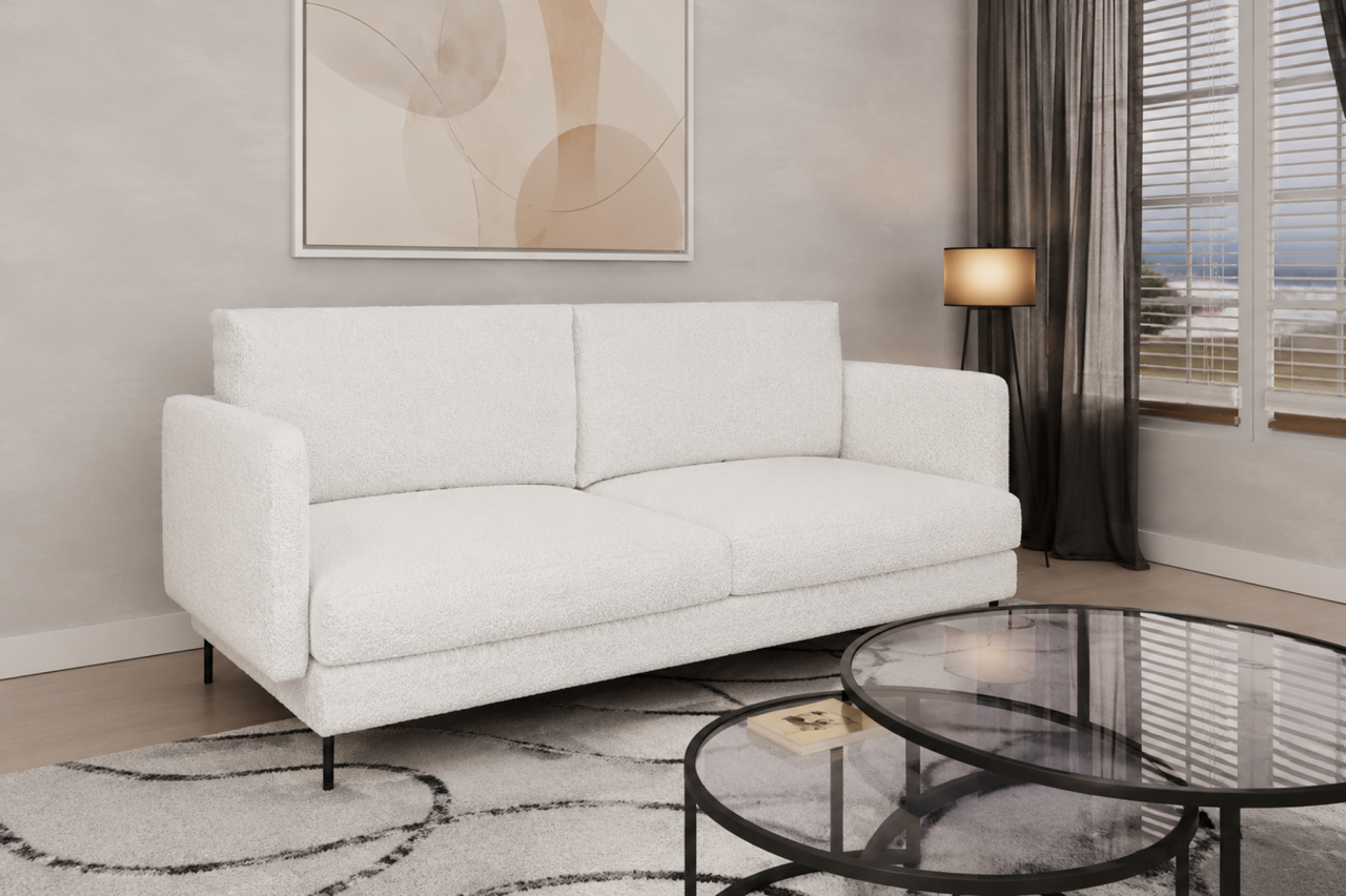 Fun Moebel Weiss Sofa Designersofa Helmer 3-Sitzer Stoff Baloo Weiß