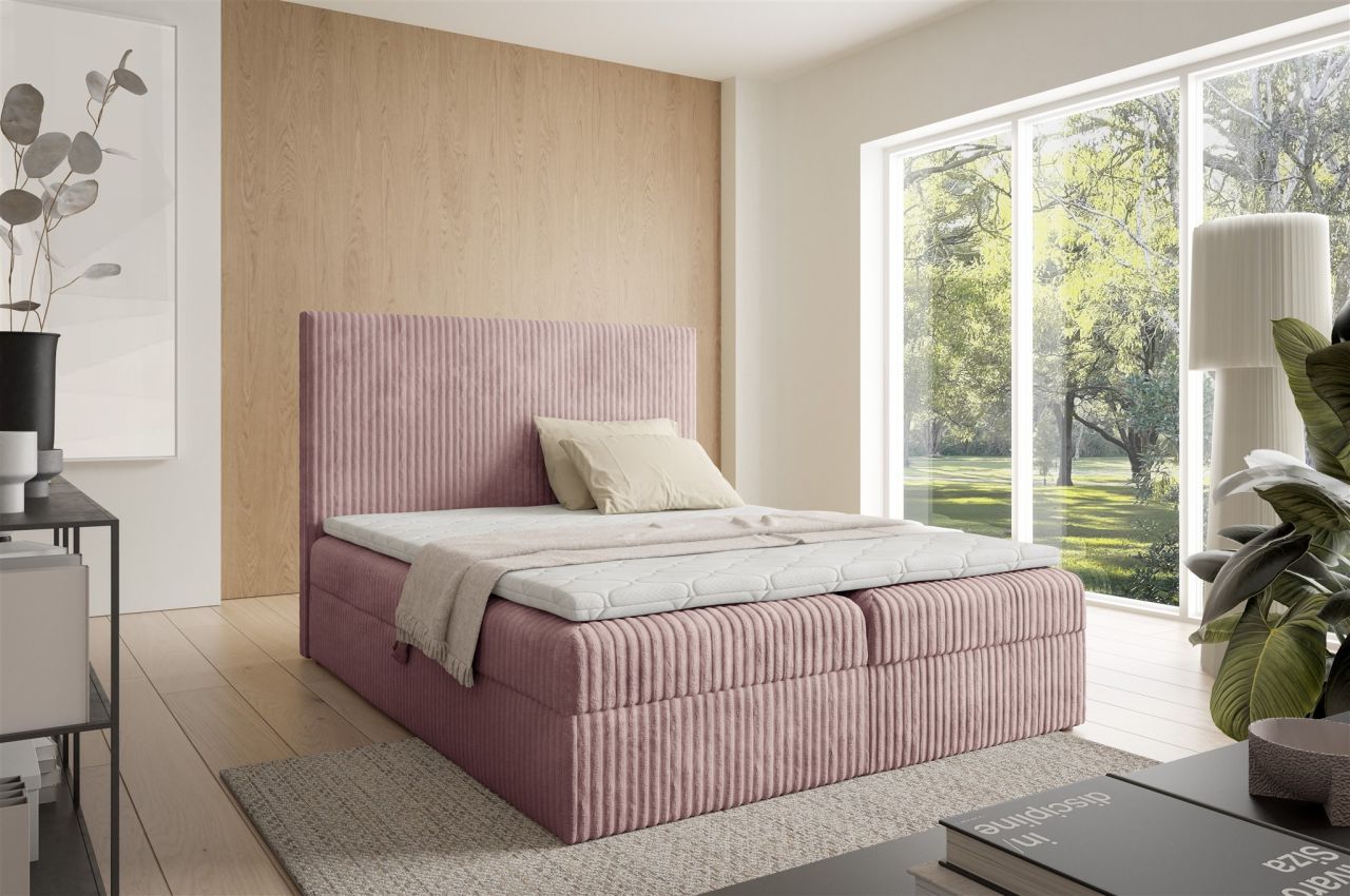 Boxspringbett Schlafzimmerbett ARNAU 120x200cm Stoff Tilia Rosa