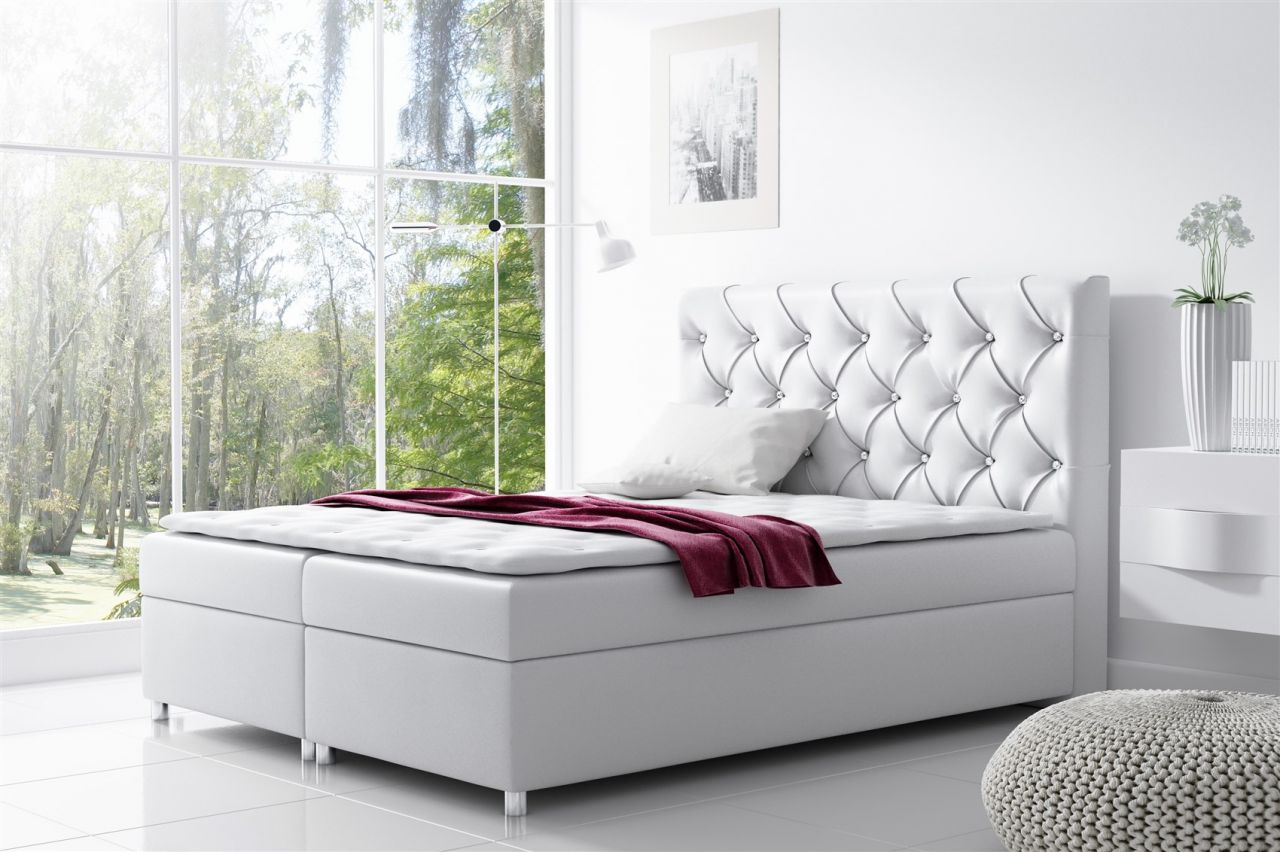 Boxspringbett Schlafzimmerbett DOLCE Kunstleder Weiss 140x200cm