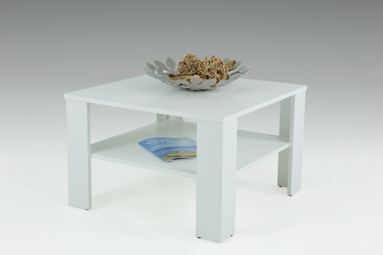 Couchtisch Tisch "Loco 2" 68x68 cm mit Ablageboden Weiss