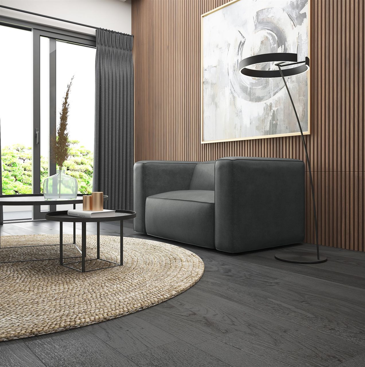 Sessel ersessel HELMER in Stoff Pola Dunkelgrau