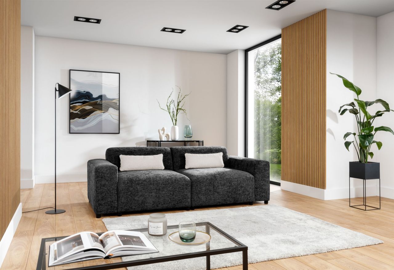 Sofa ersofa ROMY 2-Sitzer in Stoff Enjoy Me Schwarz