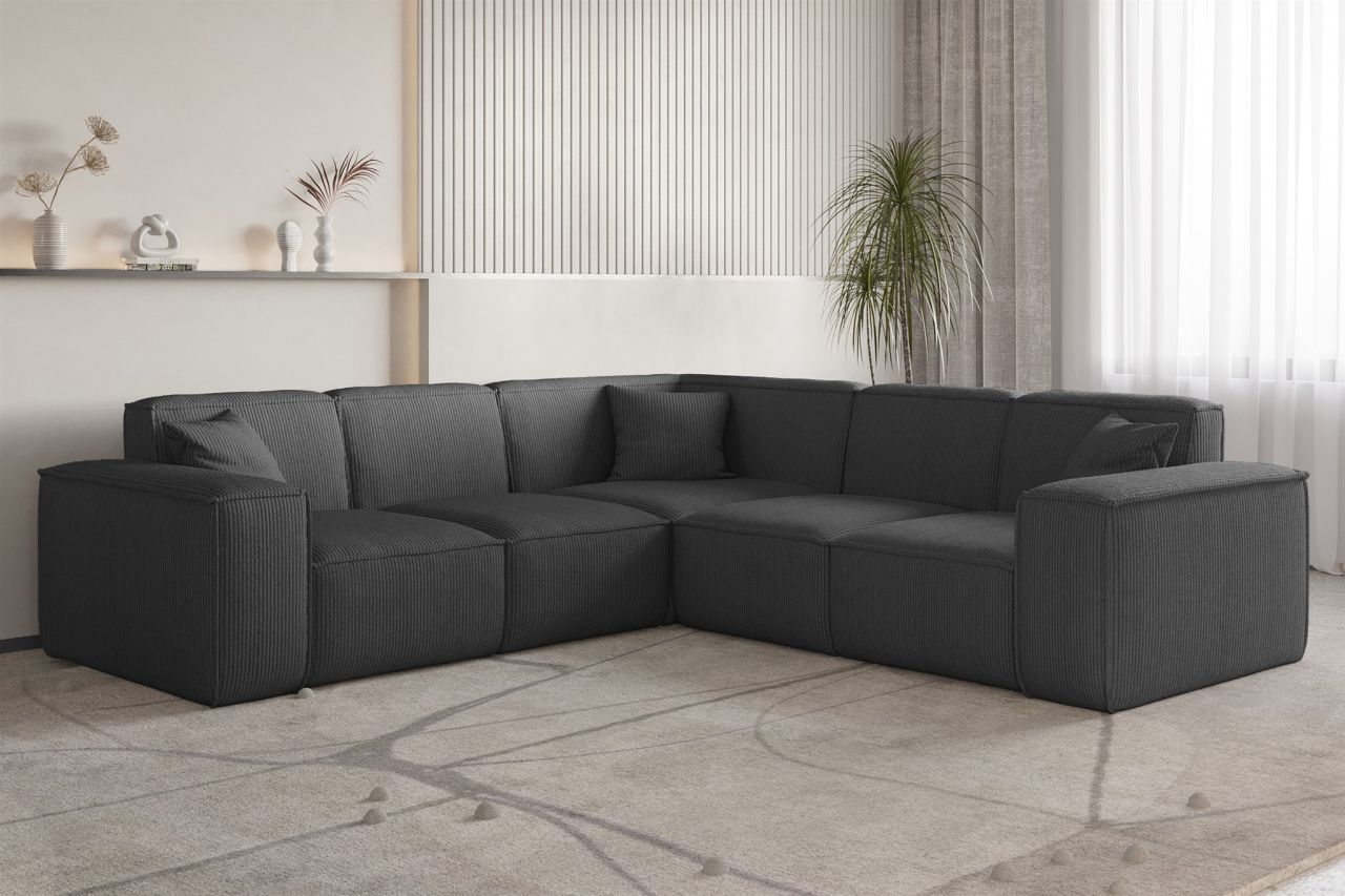OUTLET Ecksofa ersofa CELES PREMIUM in Stoff Scala Anthrazit Seite Univ...