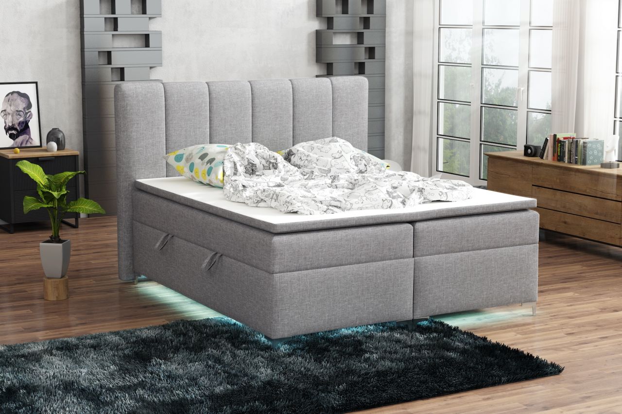 Boxspringbett Schlafzimmerbett ANGEL 180x200cm inkl.Bettkasten/ LED