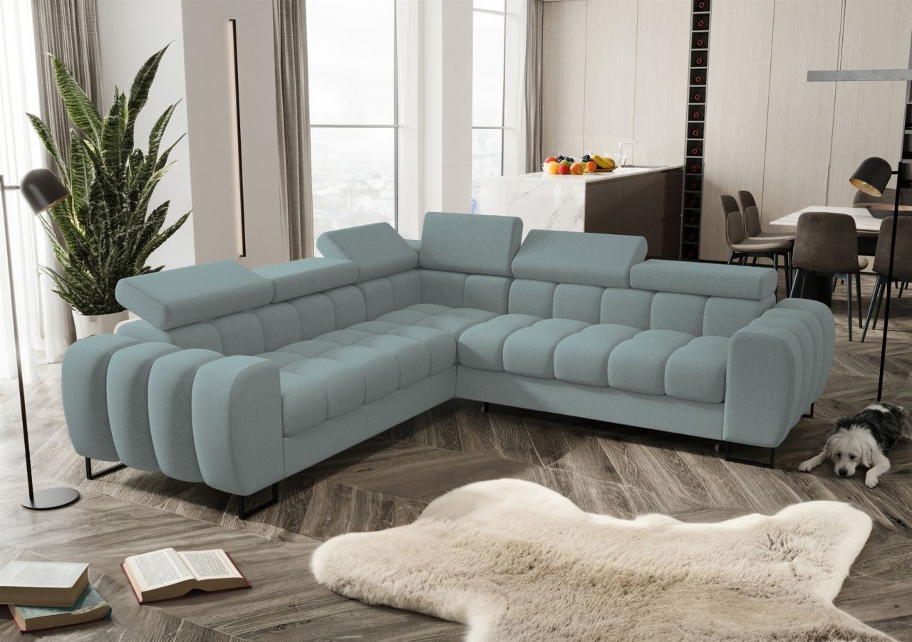 Ecksofa Schlafsofa BASTIEN in Stoff Gemma Türkis Seite Universal