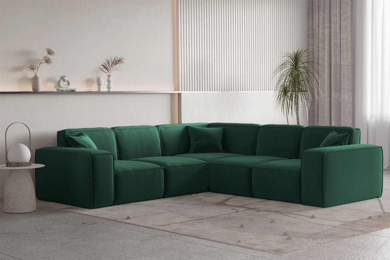 Ecksofa ersofa CELES PREMIUM Stoff Opera Velvet Grün Seite Universal
