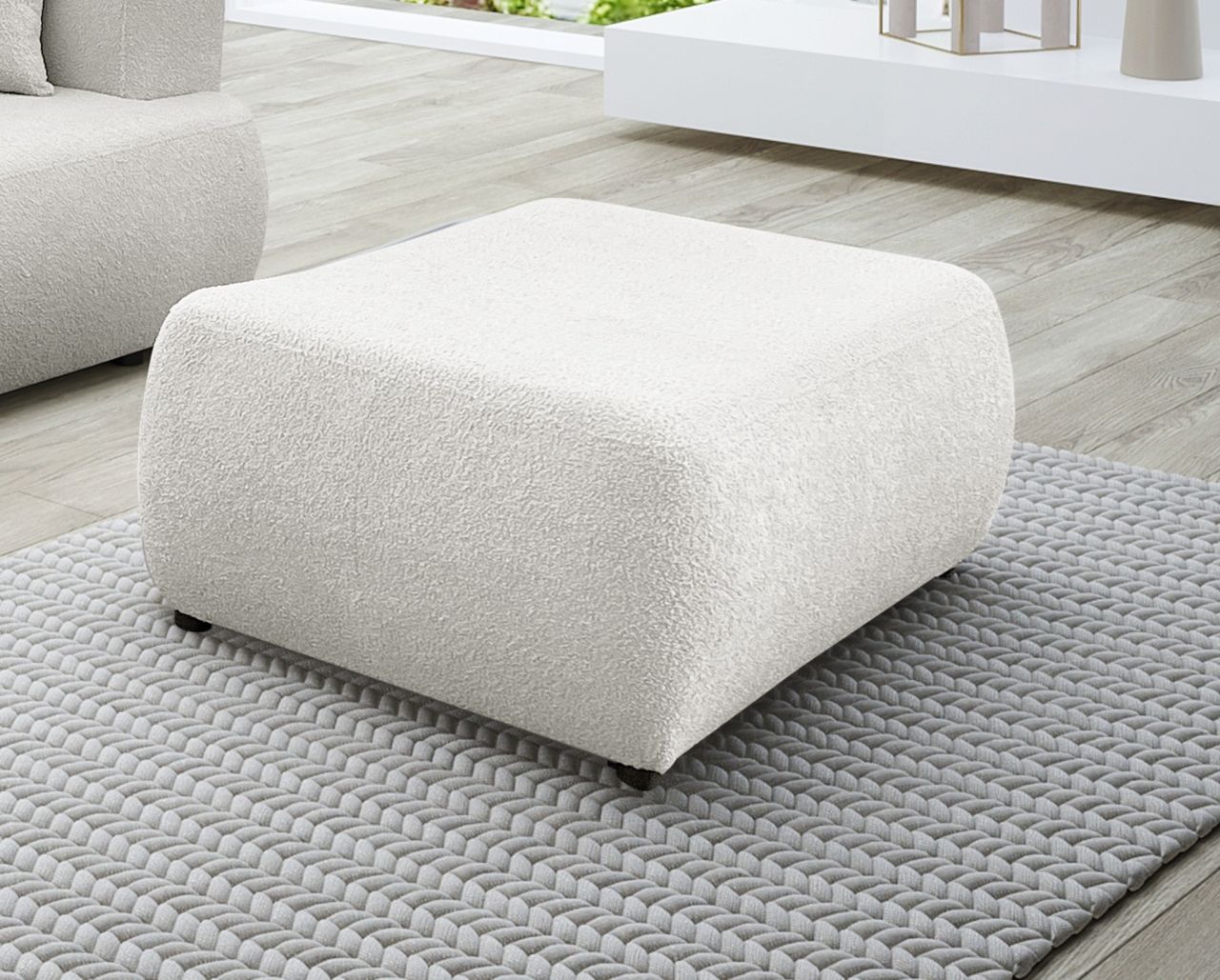 Polsterhocker erhocker Hocker ANIKE in Stoff Now or Never Creme