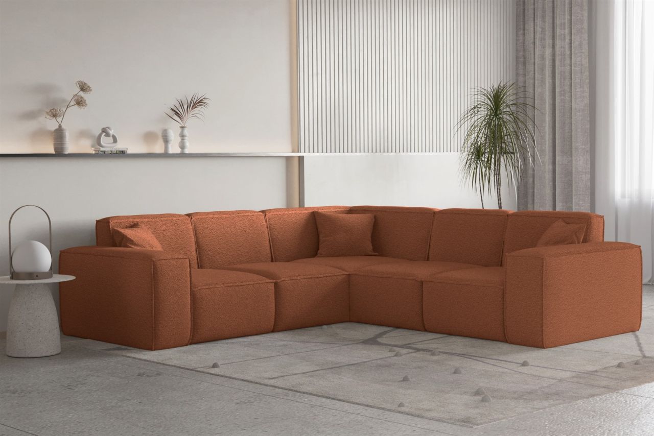 Ecksofa ersofa CELES PREMIUM Stoff Ascot Bukla Terracotta Seite Universal
