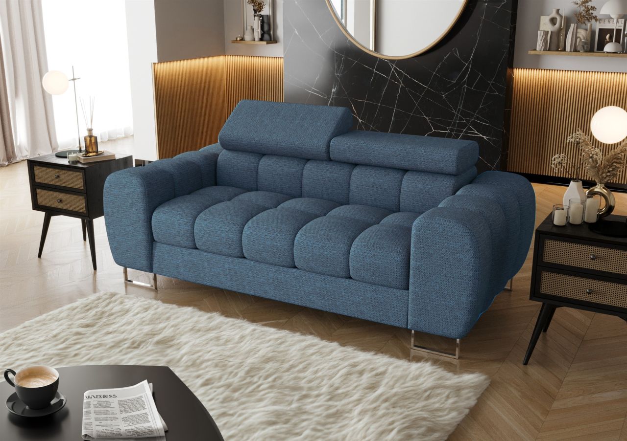 Sofa ersofa BASTIEN 2-Sitzer in Stoff Aragon Blau