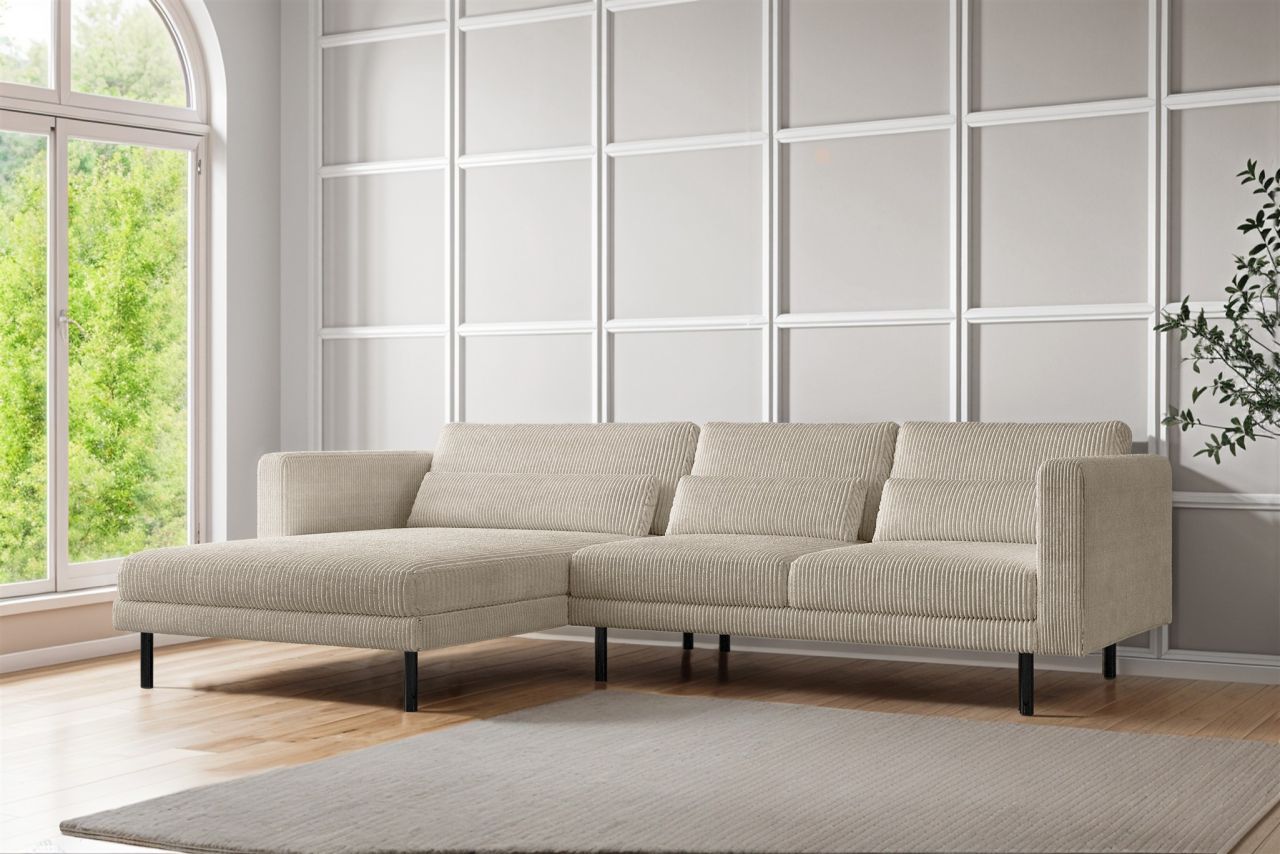 Ecksofa ersofa AGADA in Stoff Poso Creme Ottomane Links