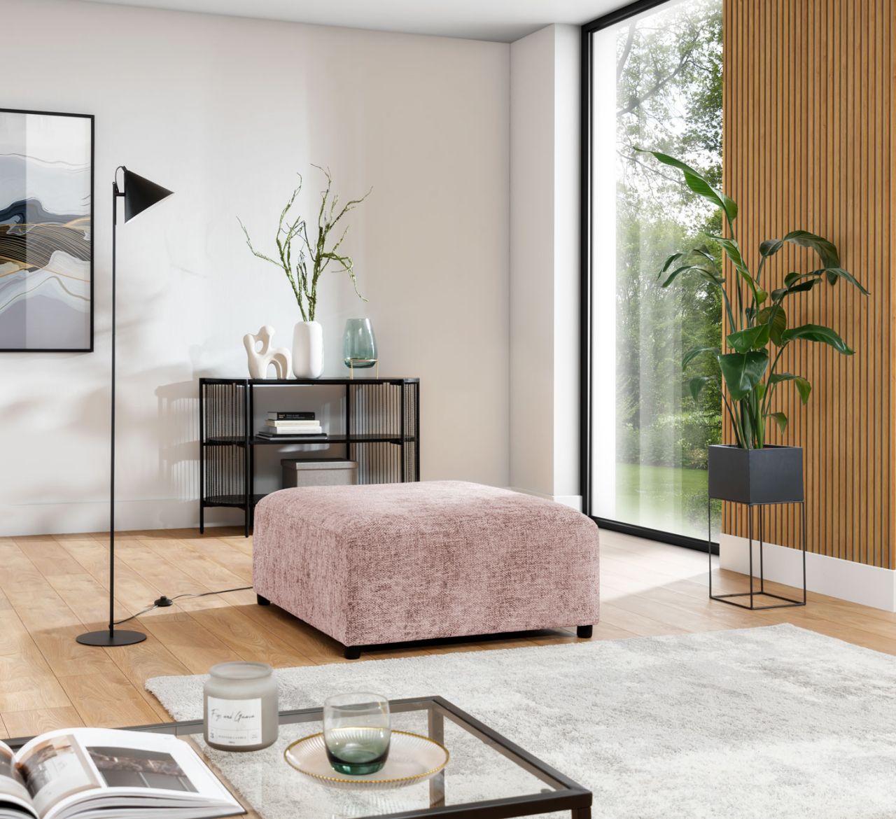 Polsterhocker erhocker ROMY in Stoff Enjoy Me Rosa