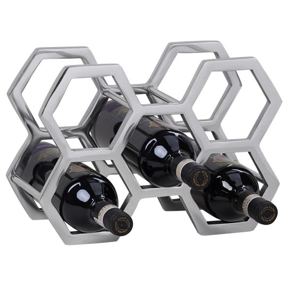 Weinregal Design 22 cm für 5 Flaschen Aluminium Silber