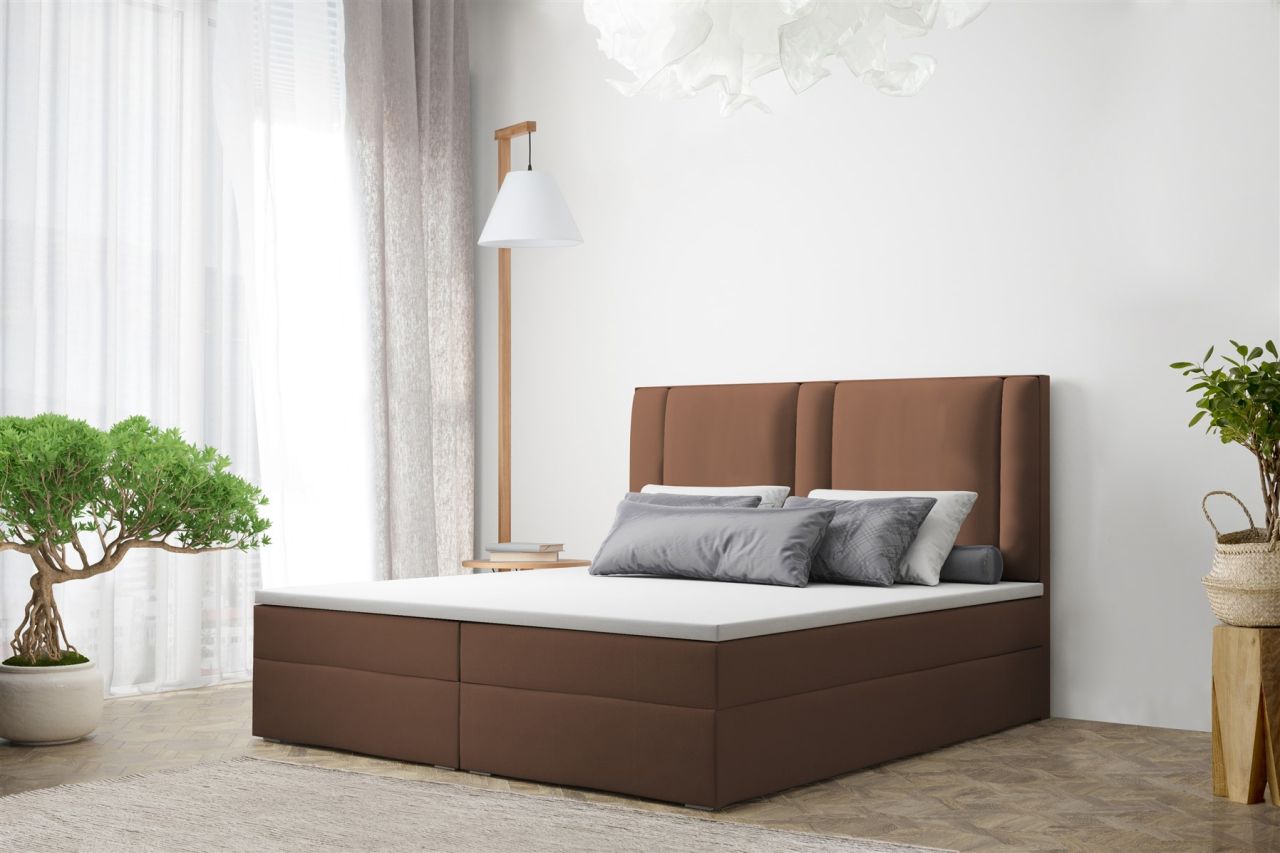 Boxspringbett Schlafzimmerbett CANDELA 180x200cm in Kunstleder Braun