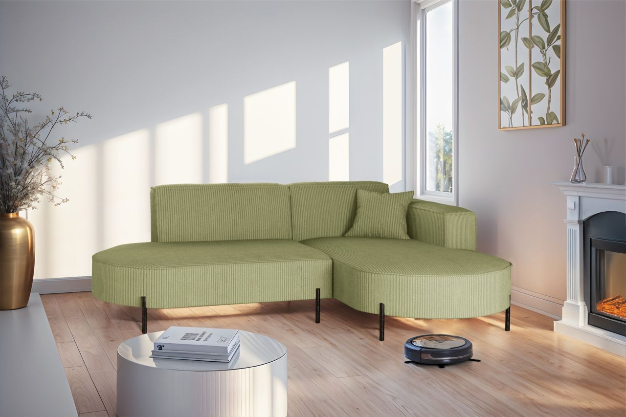 Ecksofa ersofa VALENCIA XS in Stoff Scala Kiwi Ottomane Rechts