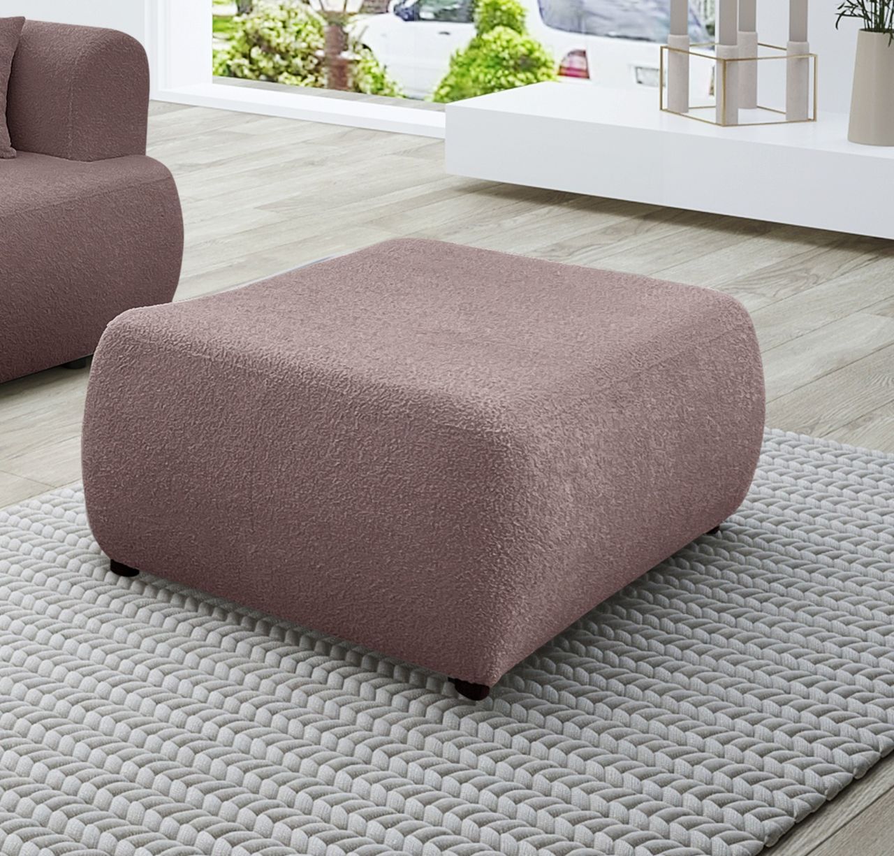 Polsterhocker erhocker Hocker ANIKE in Stoff Now or Never Altrosa