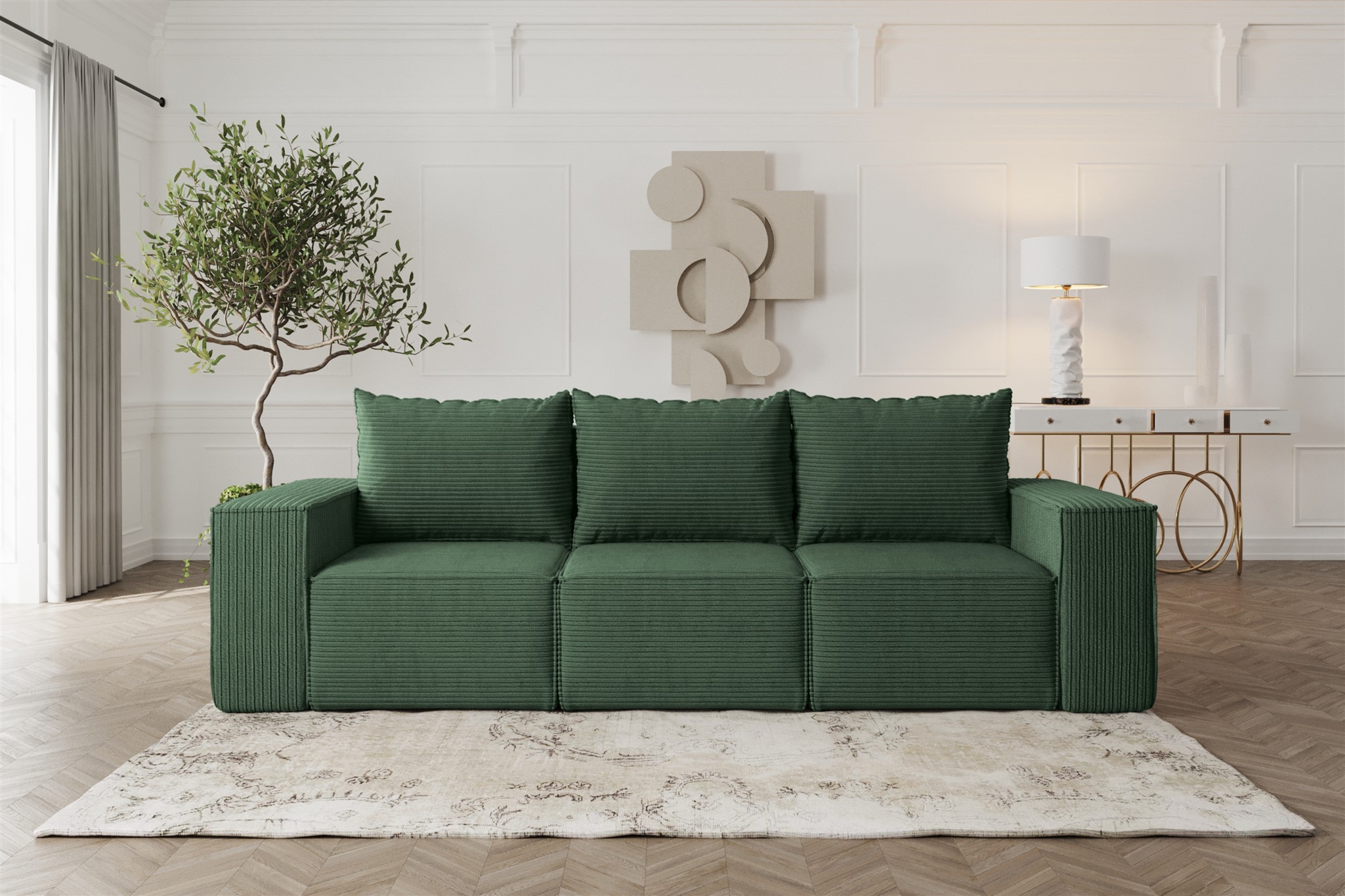 Sofa Designersofa ESTELLE 3-Sitzer mit Schlaffunktion in Stoff Poso ...