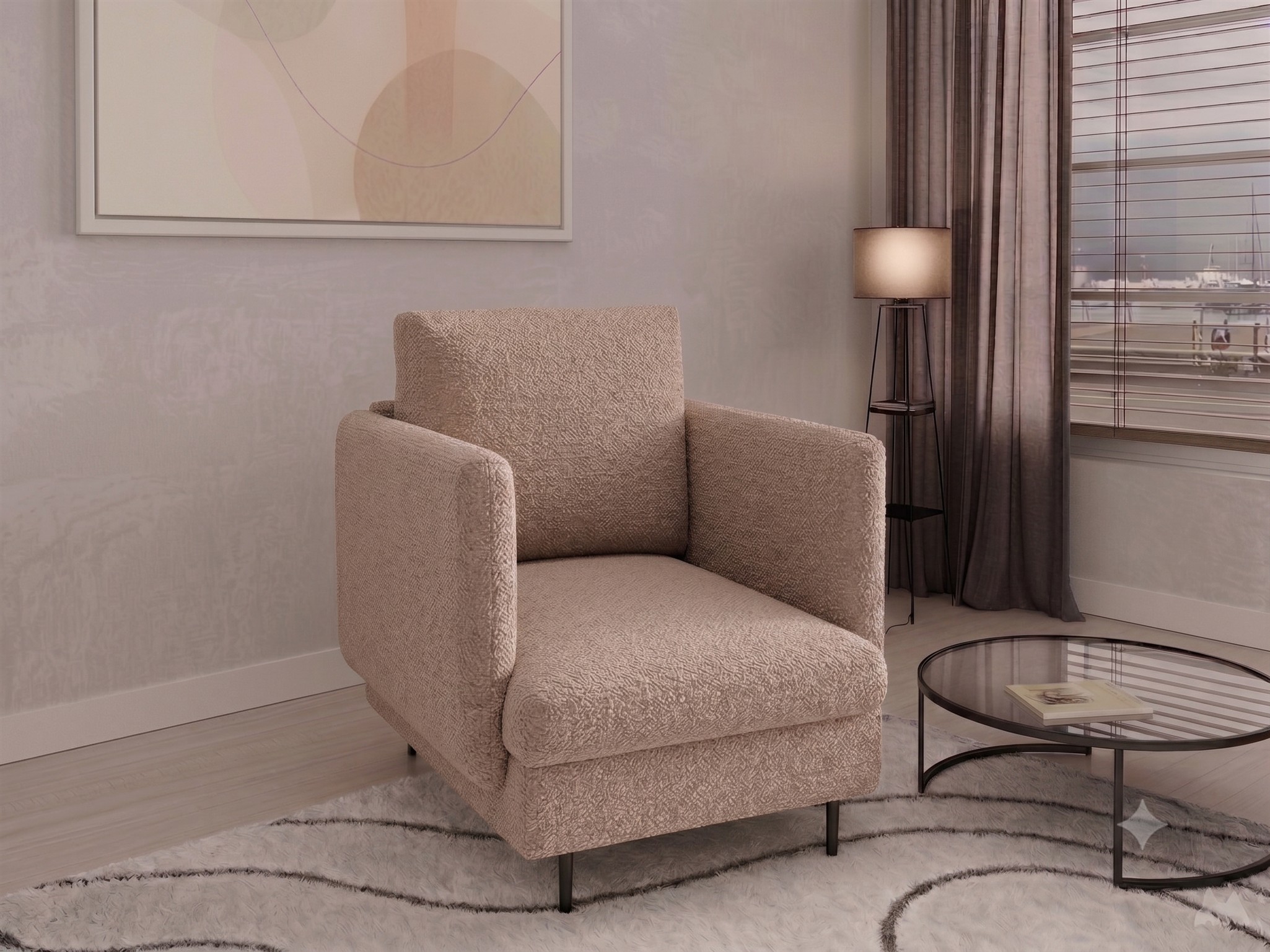 Sessel Designersessel HELMER Stoff Baloo Cappuccino | Sessel | Polstermöbel