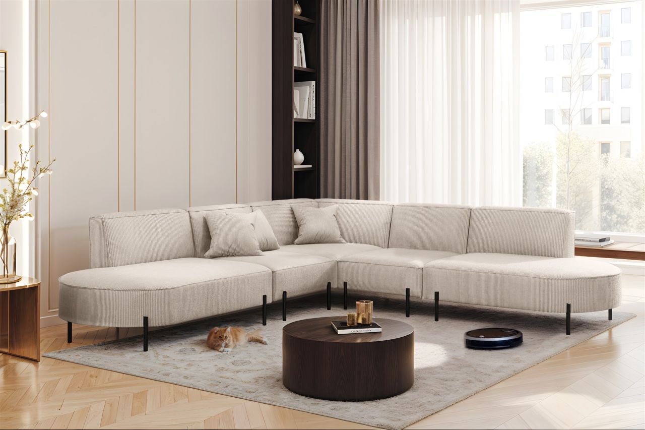 Ecksofa ersofa VALENCIA Stoff Scala Sand Universal