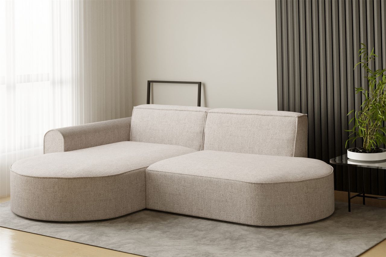 Ecksofa ersofa BONDY in Stoff Neve Beige Ottomane Links