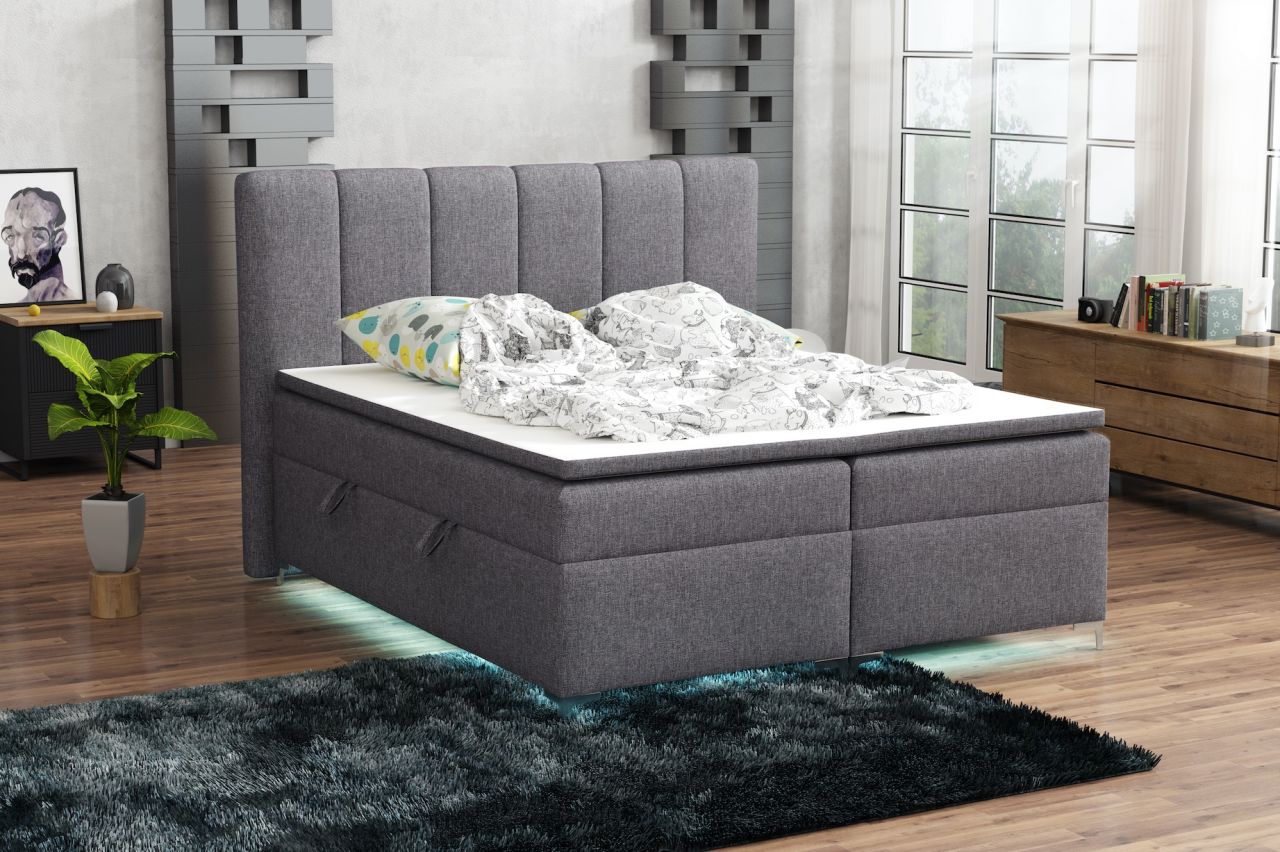 Boxspringbett Schlafzimmerbett ANGEL 180x200cm inkl.Bettkasten/ LED