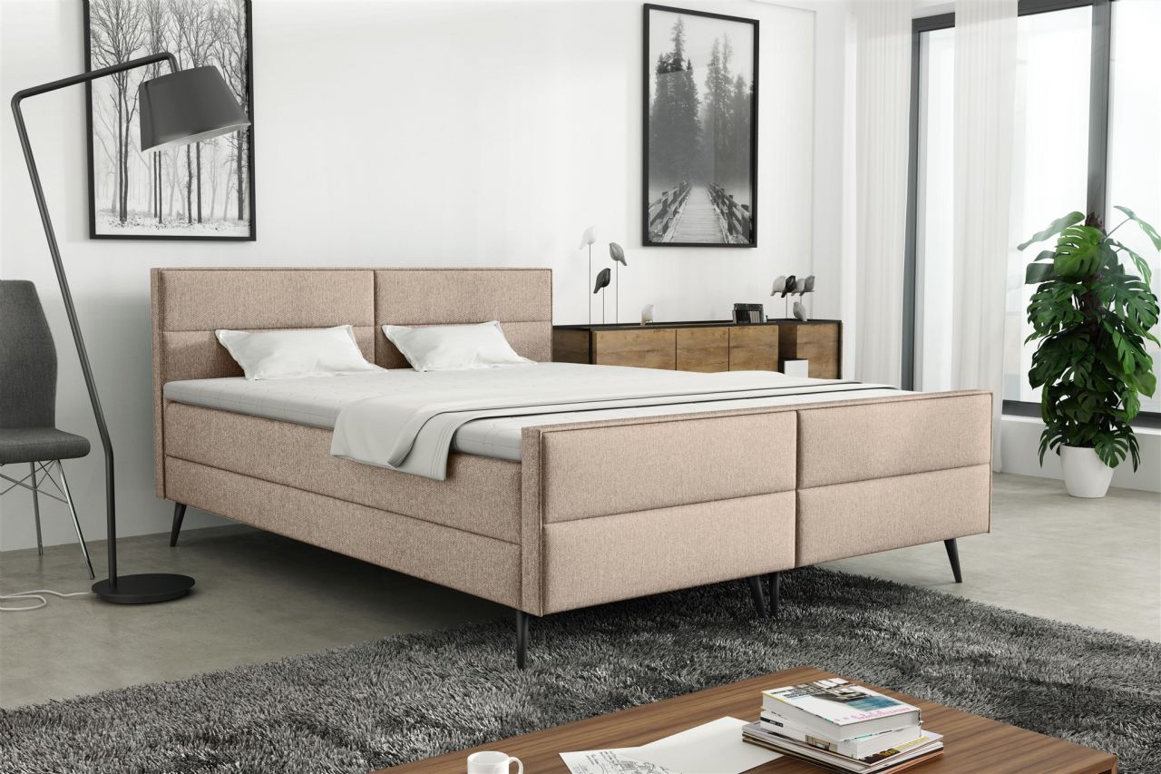 Boxspringbett Schlafzimmerbett GRANADA 180x200cm Stoff Gemma Beige