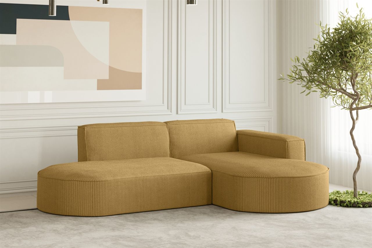 Ecksofa ersofa PALMA XS in Stoff Scala Senfgelb Ottomane Rechts