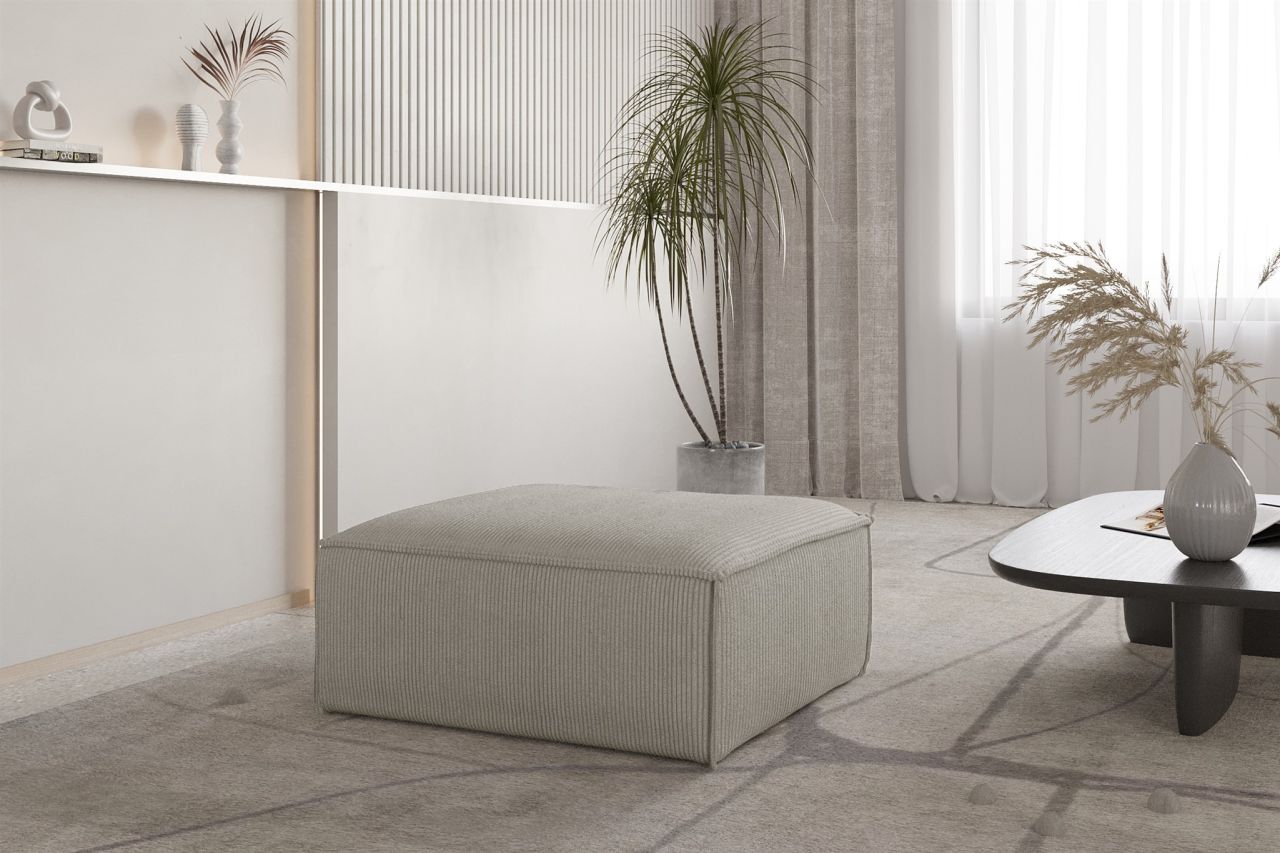 Polsterhocker erhocker CELES PREMIUM 105x105 cm in Stoff Scala Sandgrau