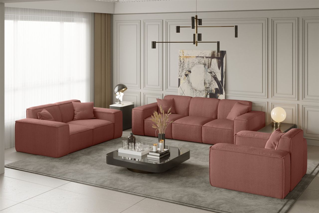 Sofaset ersofa CELES 3-2-1 in Stoff Scala Koralle