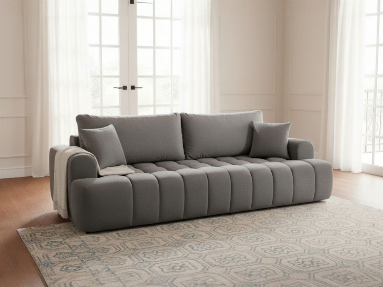 Sofa 3-Sitzer mit Schlaffunktion CANDY Stoff Soft Graphit
