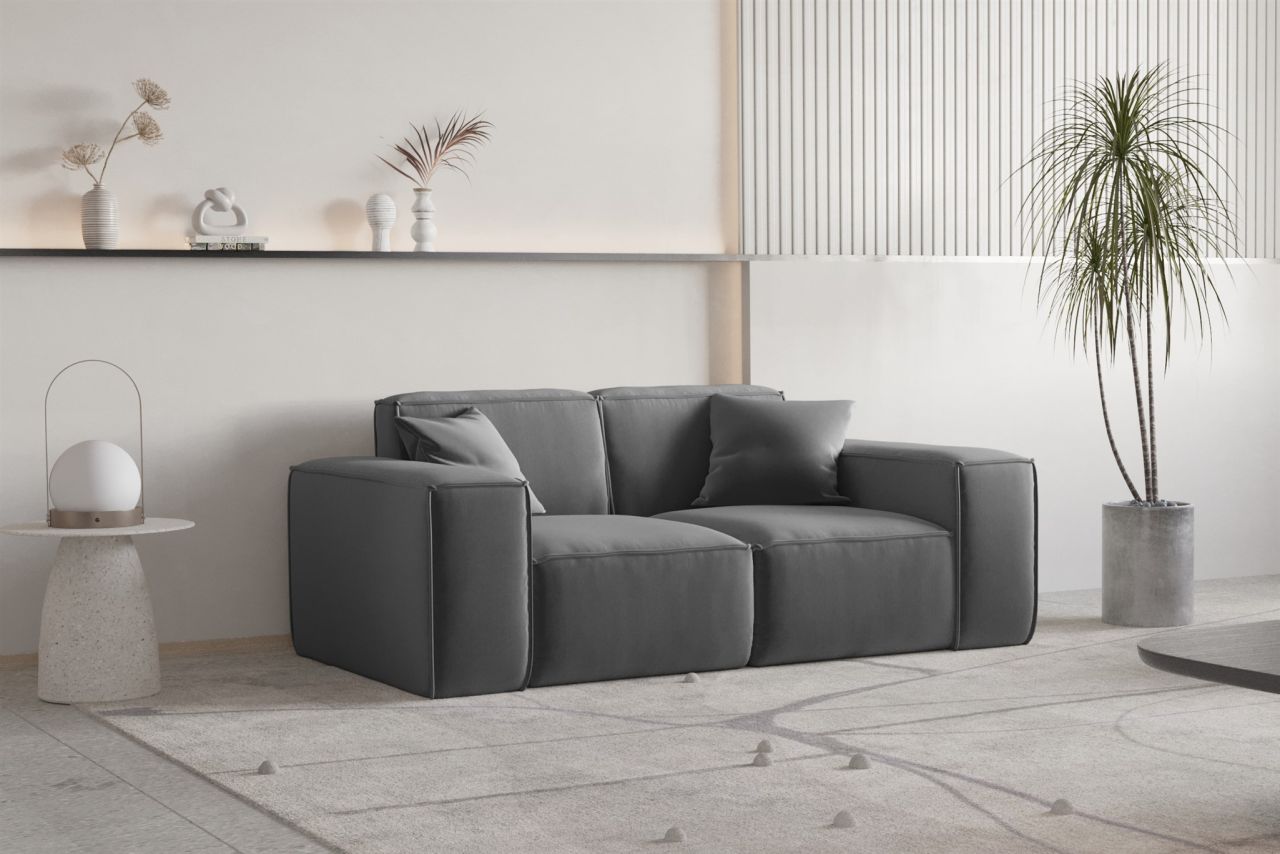 Sofa ersofa CELES PREMIUM 2-Sitzer in Stoff Opera Velvet Dunkelgrau