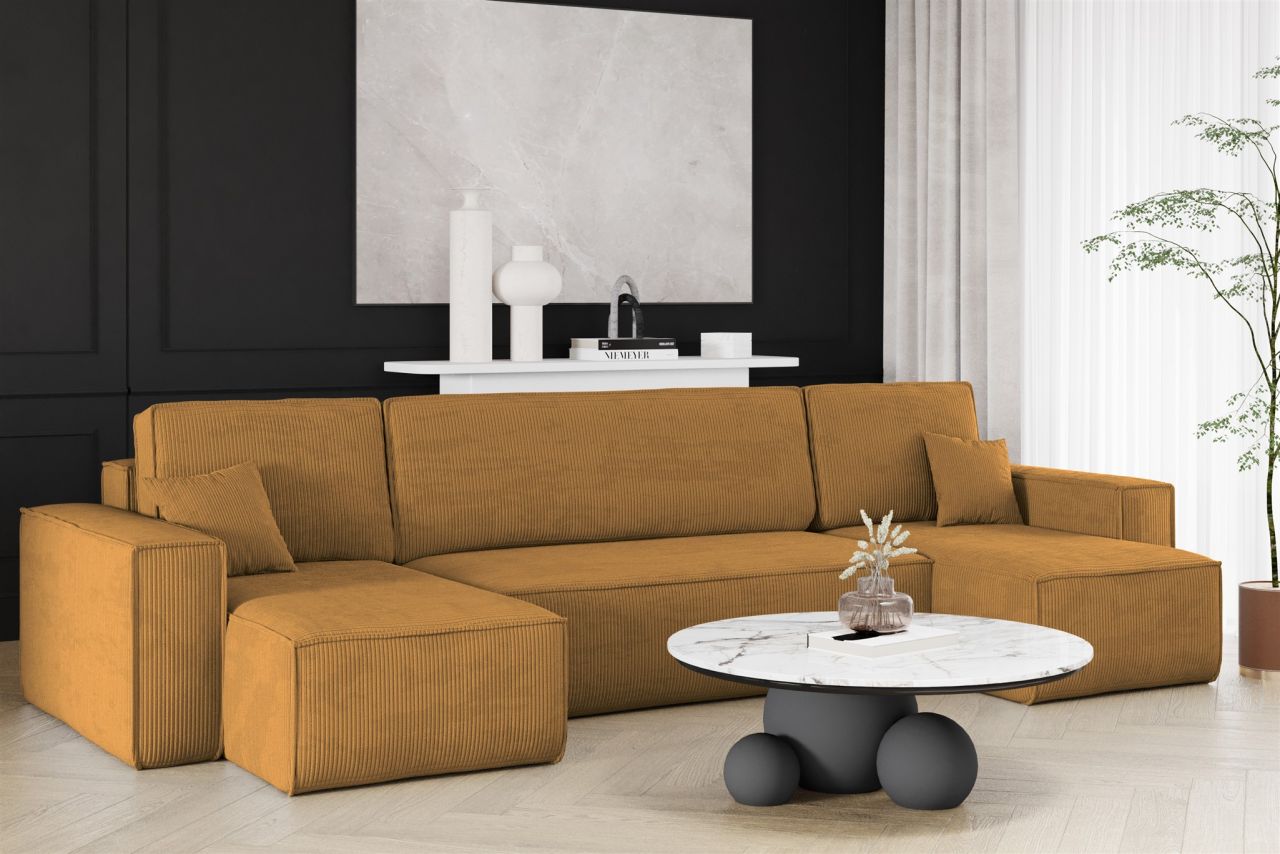 Wohnlandschaft Schlafsofa Sofa MARIS Stoff Poso Senf