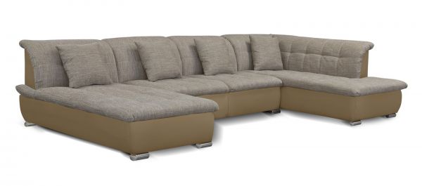 Couchgarnitur NICOLE ohne Schlaffunktion Ottomane Links Sand/Cappuccino