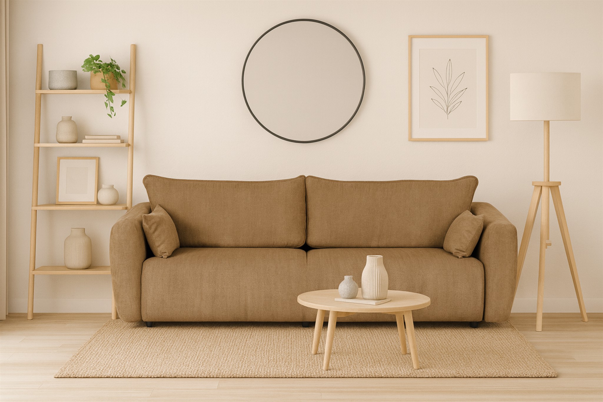 Sofa 3-Sitzer mit Schlaffunktion RUDEN in Stoff Raven Braunbeige | Sofas (2 und 3-Sitzer) | Polstermöbel